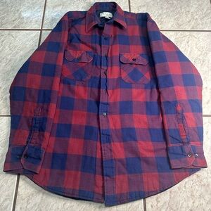 Vintage Sears Overshirt Red & Blue Plaid Size Large Tall